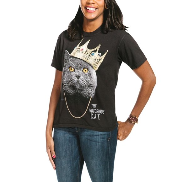 Cats Kittens Kitty The Notorious Cat King Crown Rapper Biggie Black T-Shirt S-3X - Picture 2 of 4
